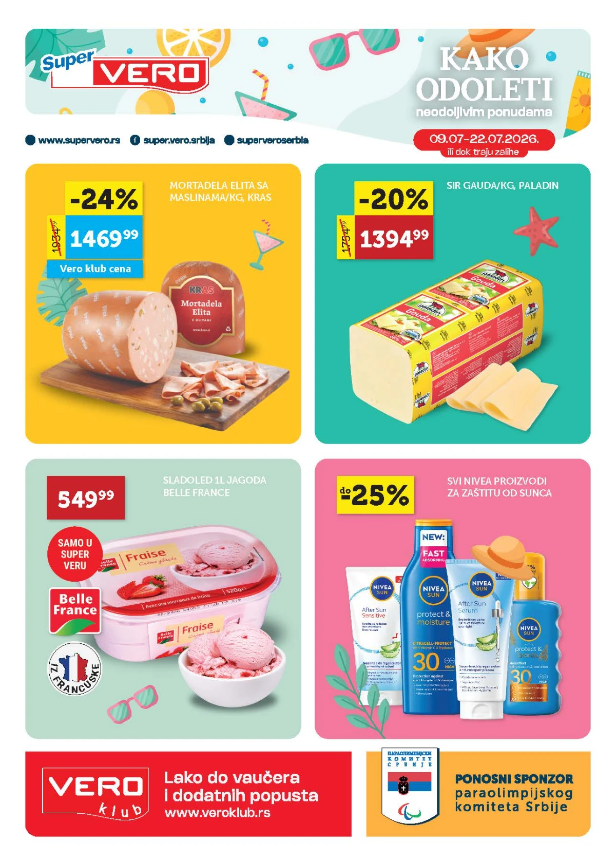Super Vero katalog donosi uštede do 43% – akcija na prehranu, sireve, meso, sladolede i kozmetiku od 09. do 22.07.2026.