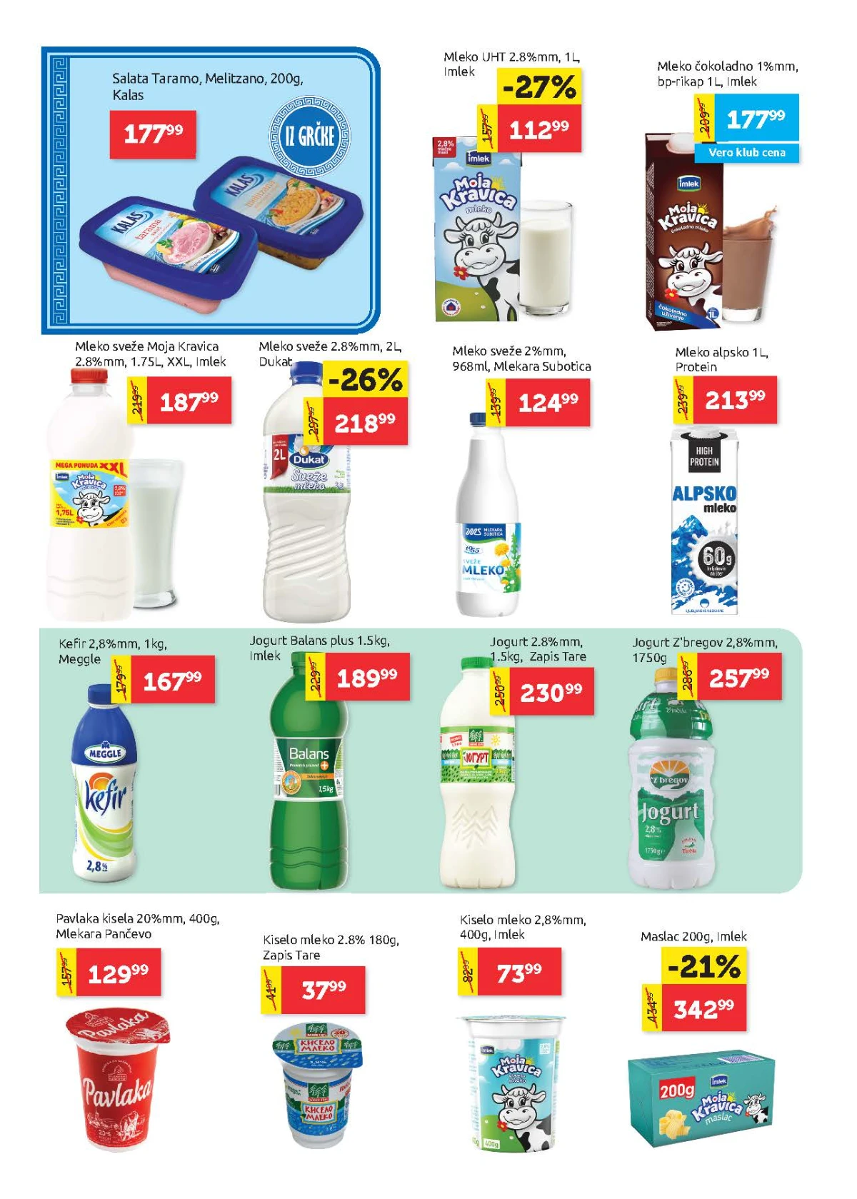 Super Vero katalog strana 6 – mleko, jogurt, kefir, pavlaka i maslac na akciji