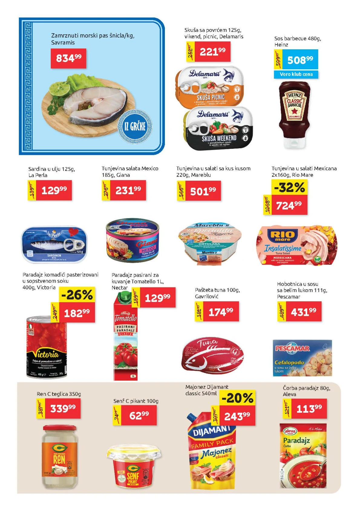 Super Vero katalog strana 8 – riba, tunjevina, majonez i konzervirani proizvodi