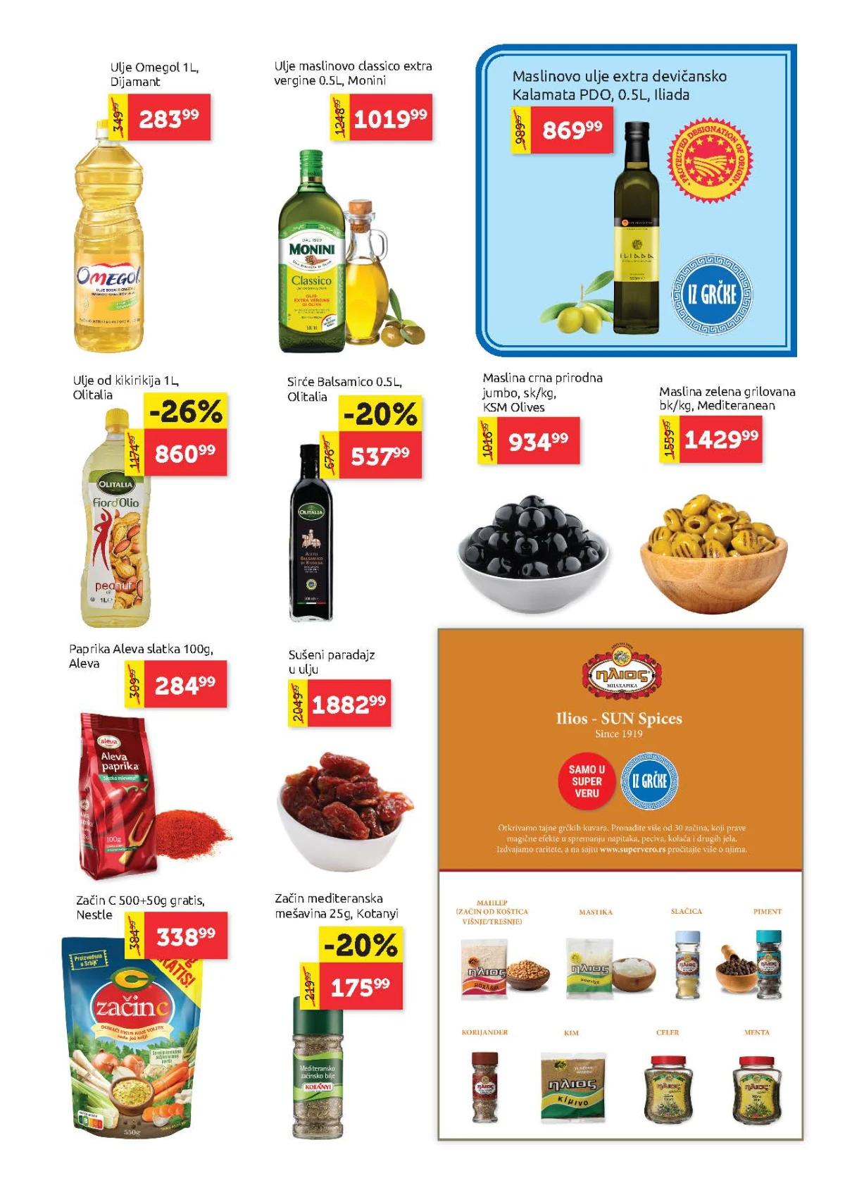 Super Vero katalog strana 9 – ulja, masline, začini i mediteranski proizvodi