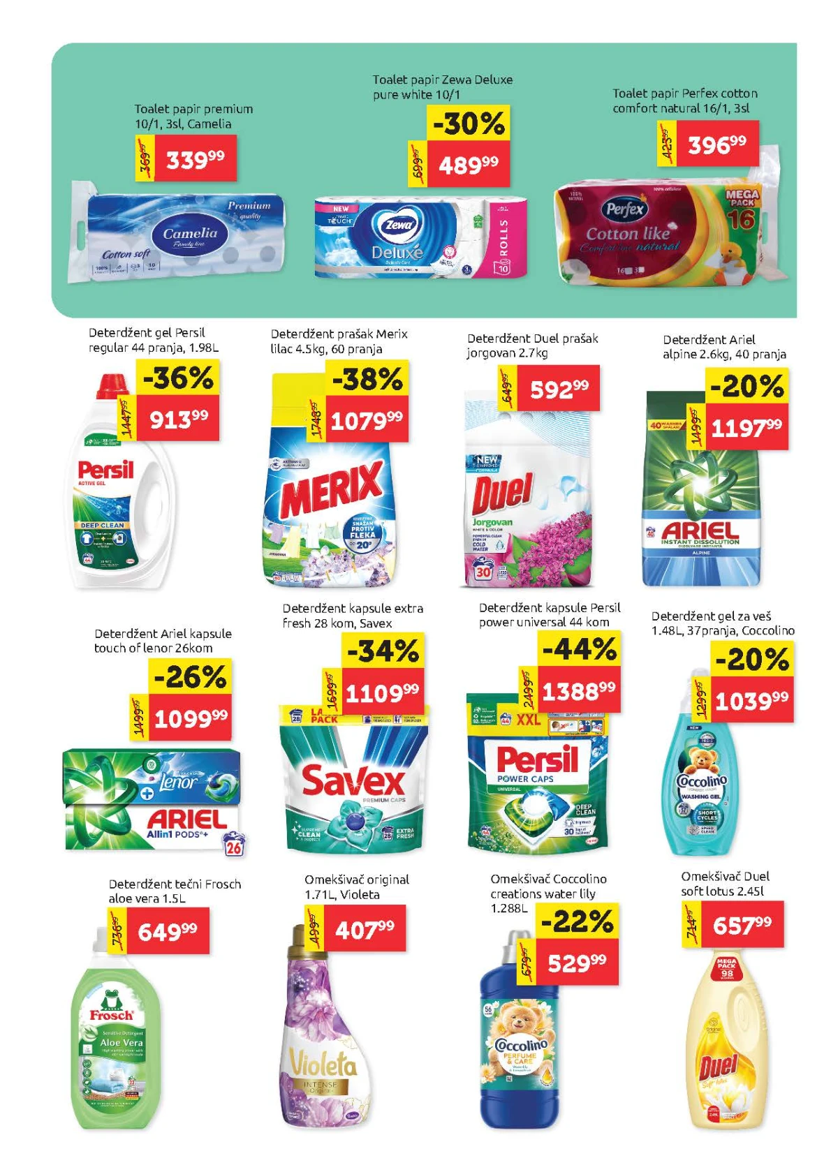Super Vero katalog strana 23 – prehrana, pića i proizvodi za domaćinstvo na akciji