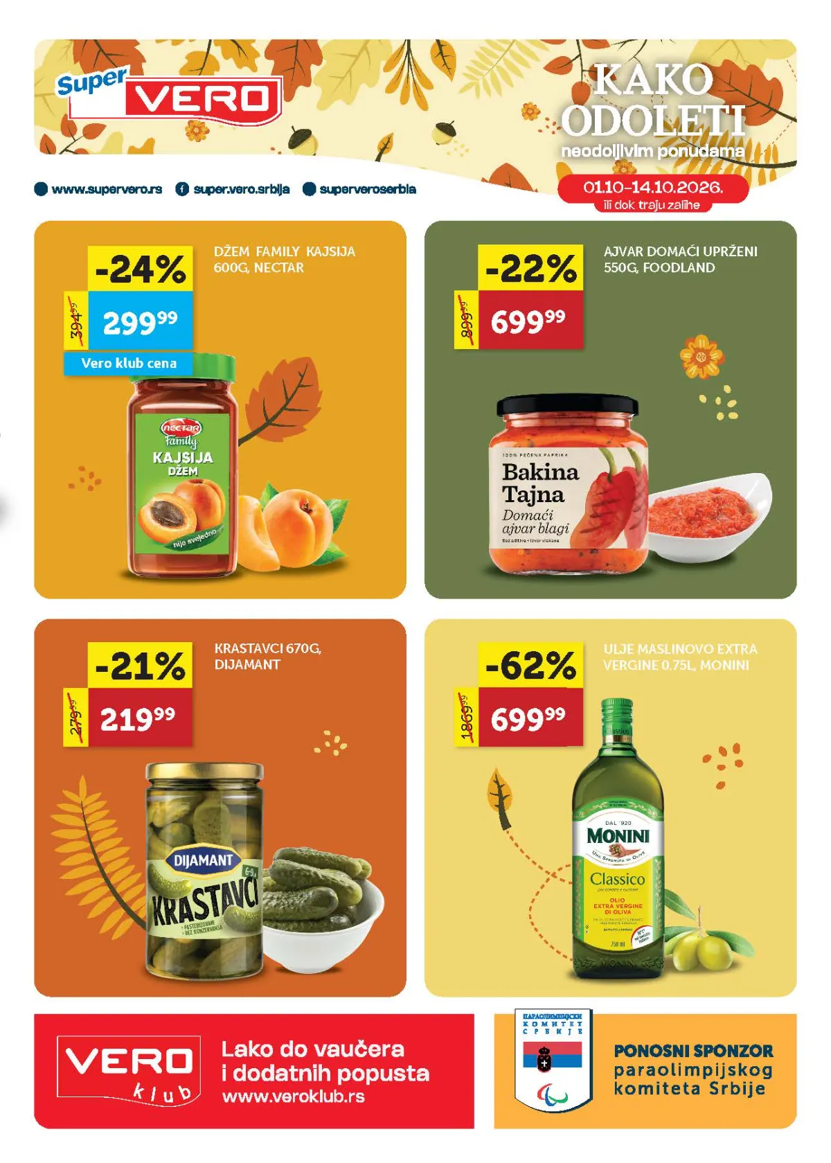 Super Vero katalog od 01. do 14.10.2026. – nova oktobarska ponuda hrane, pića, kućne hemije i proizvoda za domaćinstvo uz popuste do 62%