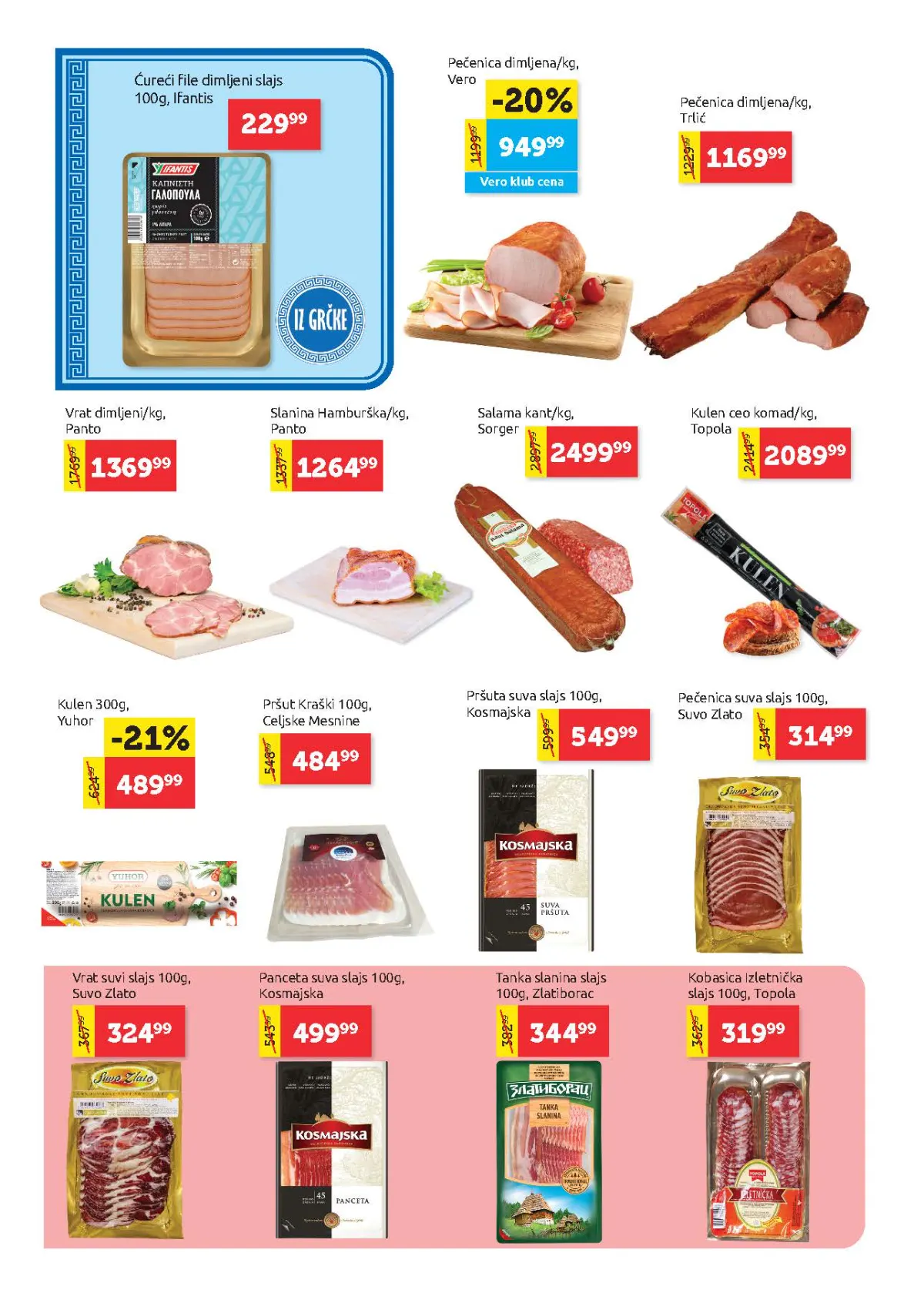 Super Vero katalog strana 4 – suhomesnati proizvodi, pečenica, kulen i salame