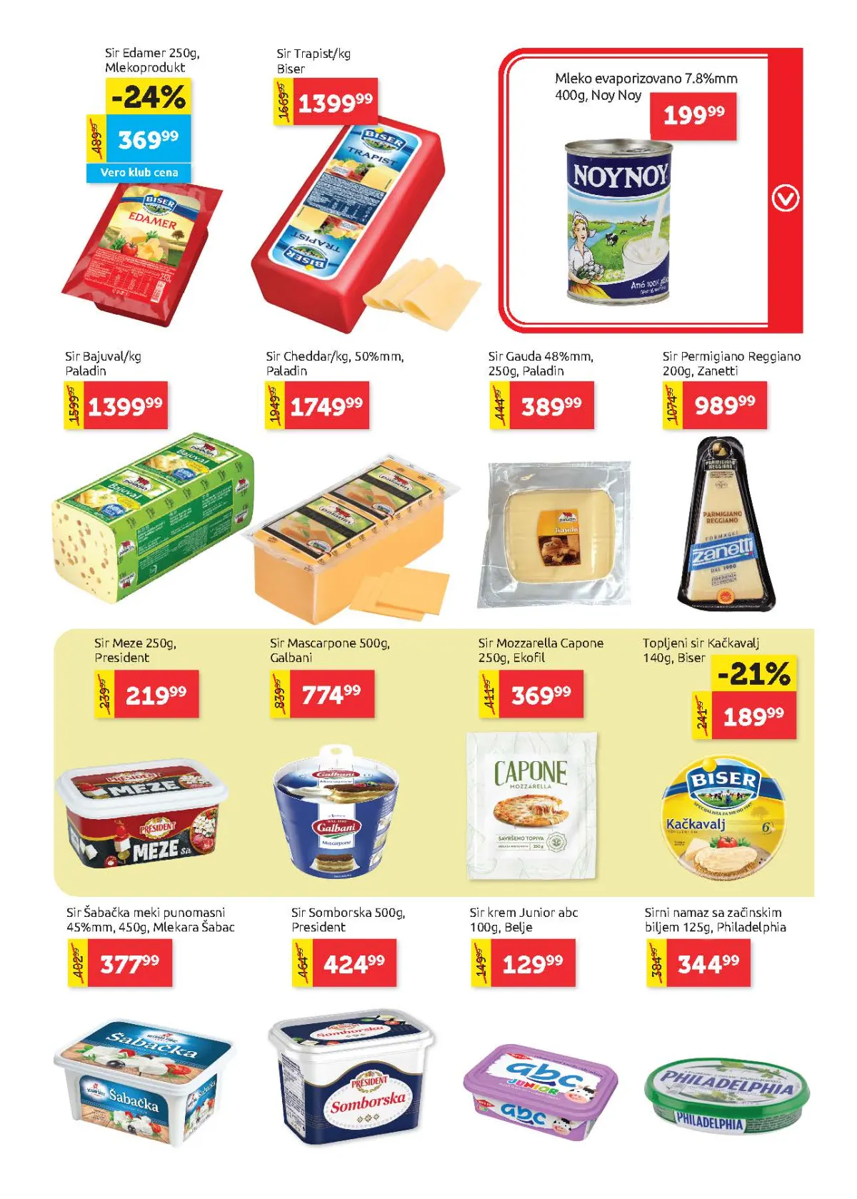 Super Vero katalog strana 7 – sirevi, kačkavalj i mlečni namazi