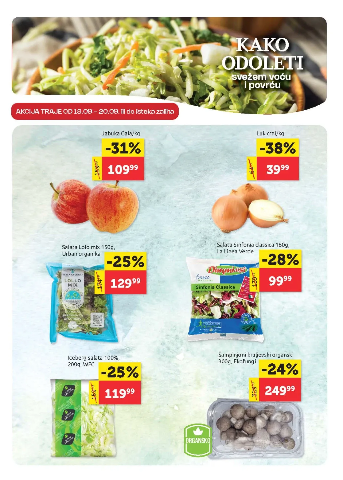 Super Vero katalog strana 2 – jabuke, luk, salate i šampinjoni na akciji