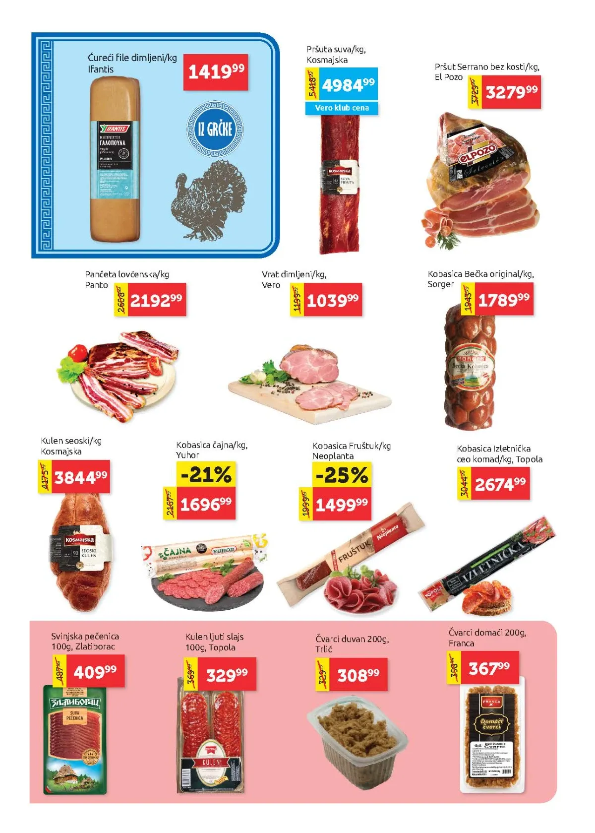 Super Vero katalog strana 4 – pršuta, pančeta, kulen i kobasice