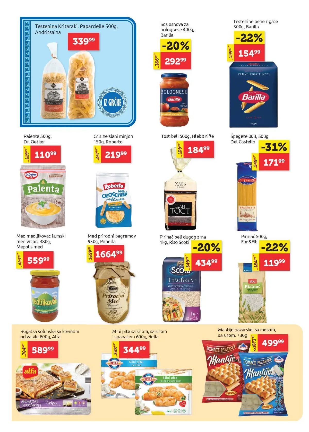 Super Vero katalog strana 10 – testenina, pirinač, med i gotova jela