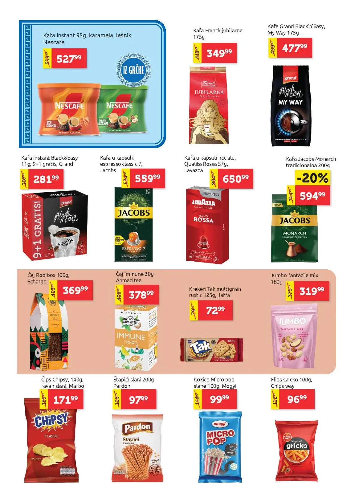 Super Vero katalog strana 14 – kafa, čaj, čips i grickalice