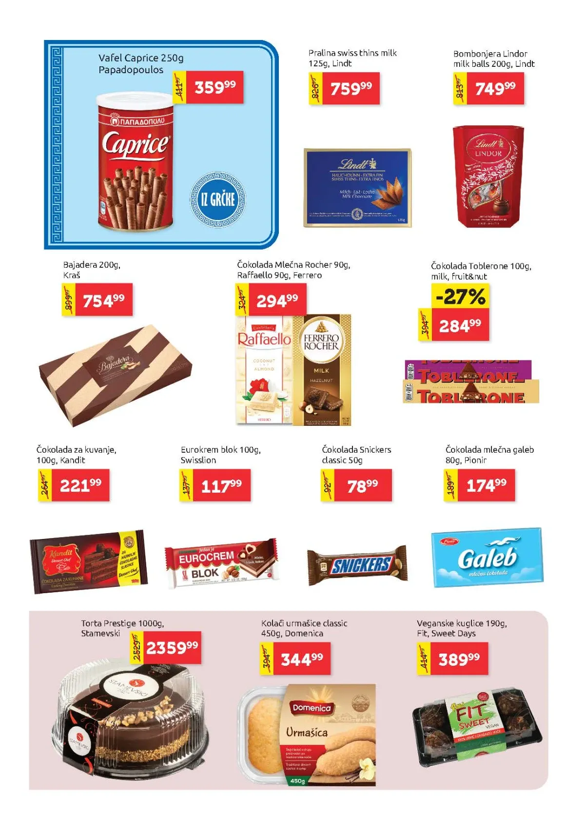 Super Vero katalog strana 16 – čokolade, bombonjere, vafli i kolači