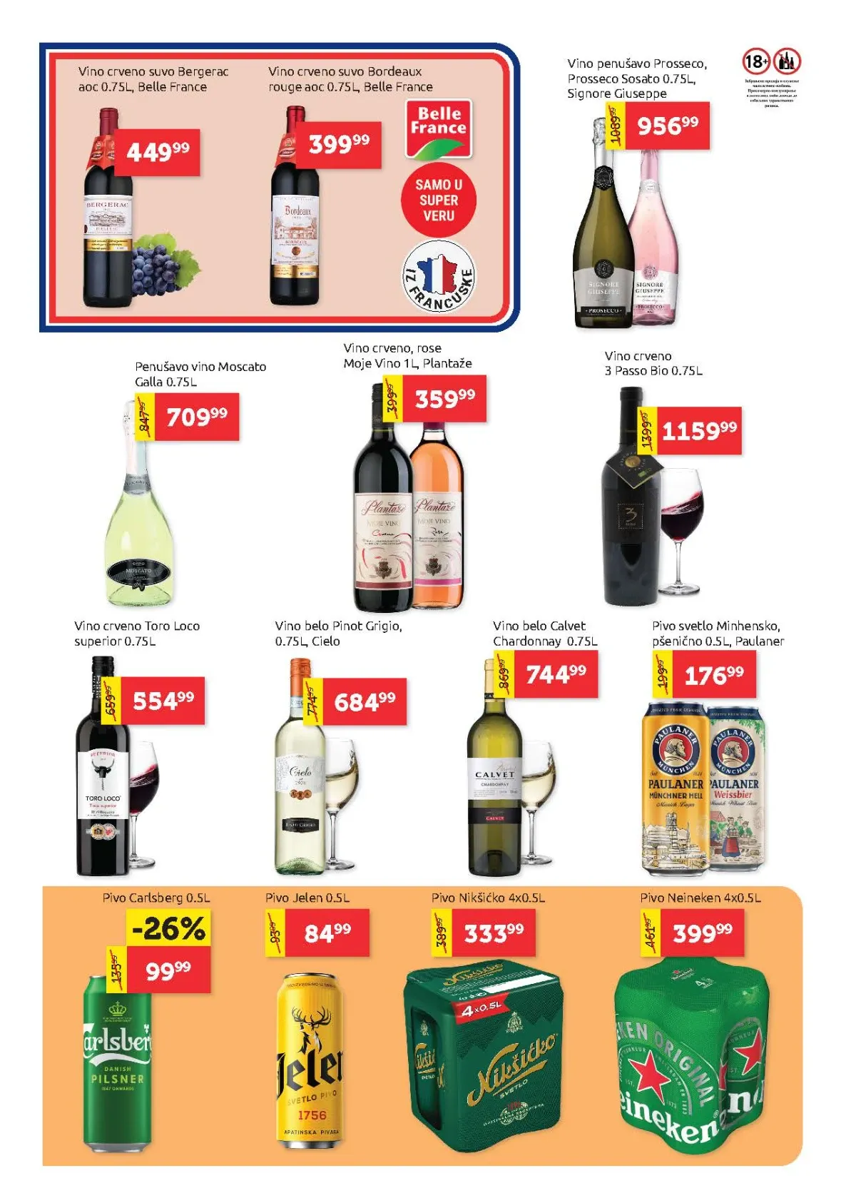 Super Vero katalog strana 18 – vina i pivo u akcijskoj ponudi