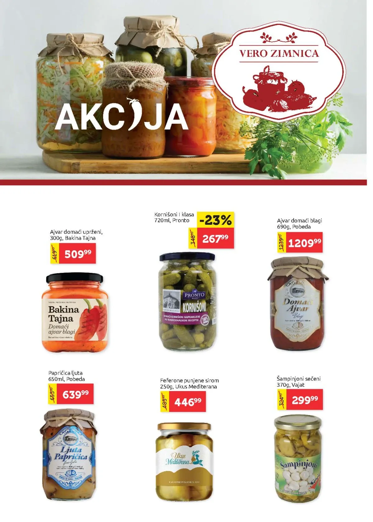 Super Vero katalog strana 30 – zimnica, ajvar, kornišoni i šampinjoni