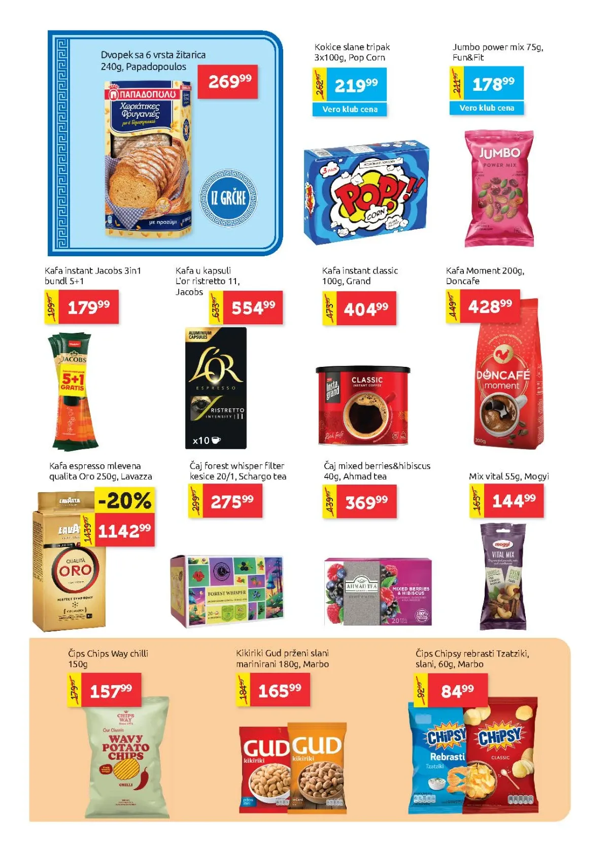 Super VERO katalog do 19.08.2026. – kafa, čaj, grickalice i čips na akciji.