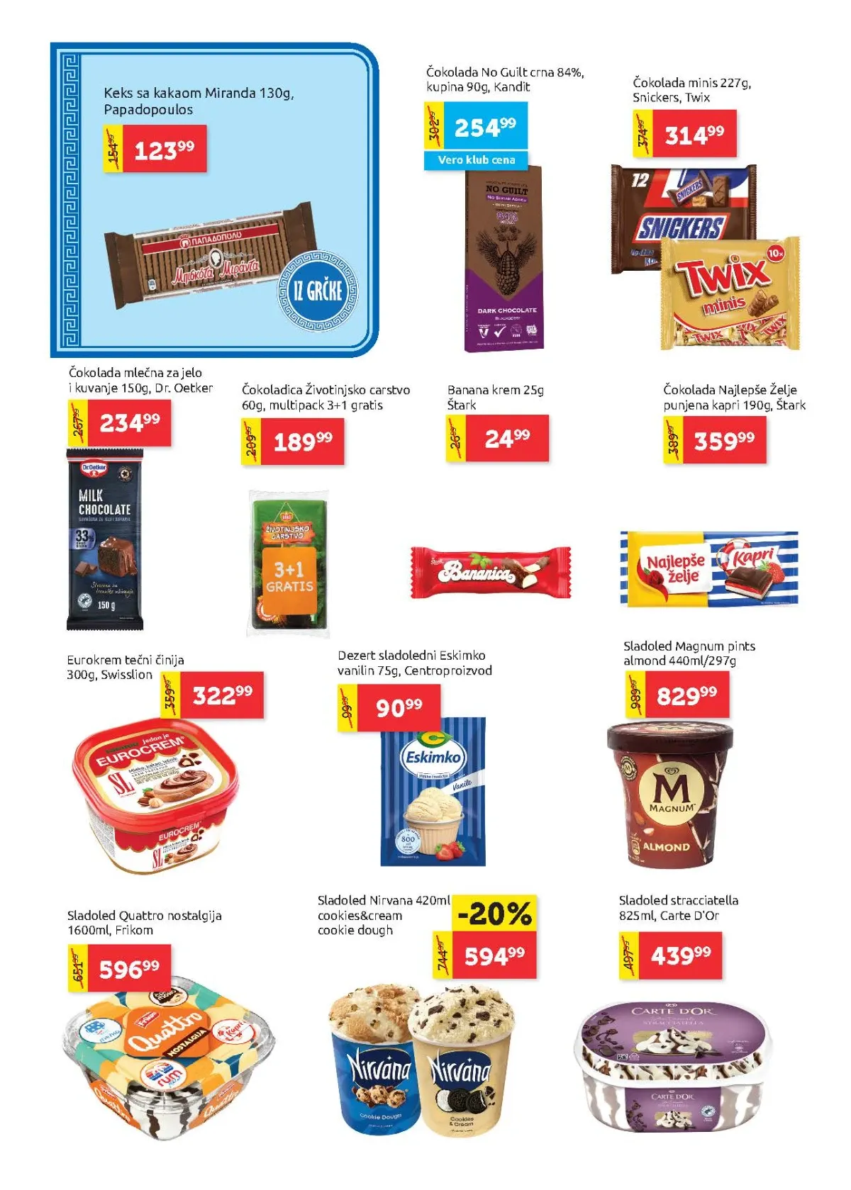 Super VERO katalog do 19.08.2026. – čokolade, sladoledi i slatkiši po akcijskim cenama.
