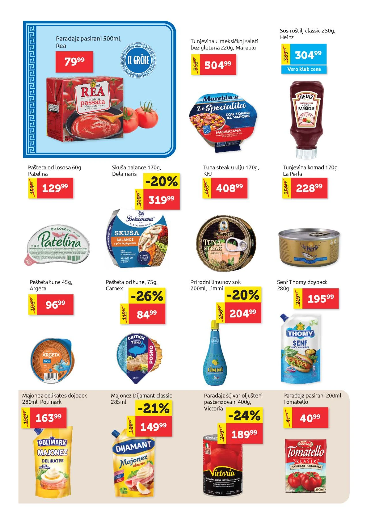 Super Vero katalog – tunjevina, paštete, majonez, paradajz i sosovi