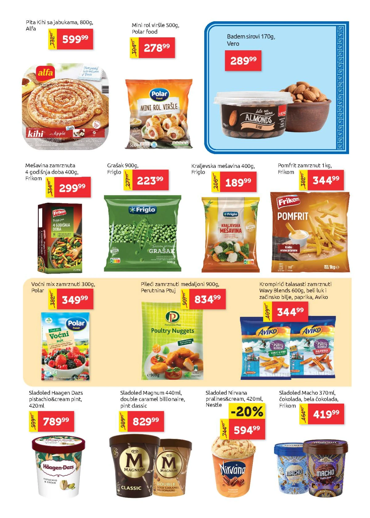 Super Vero katalog – zamrznuto povrće, pomfrit, pileći medaljoni i sladoledi