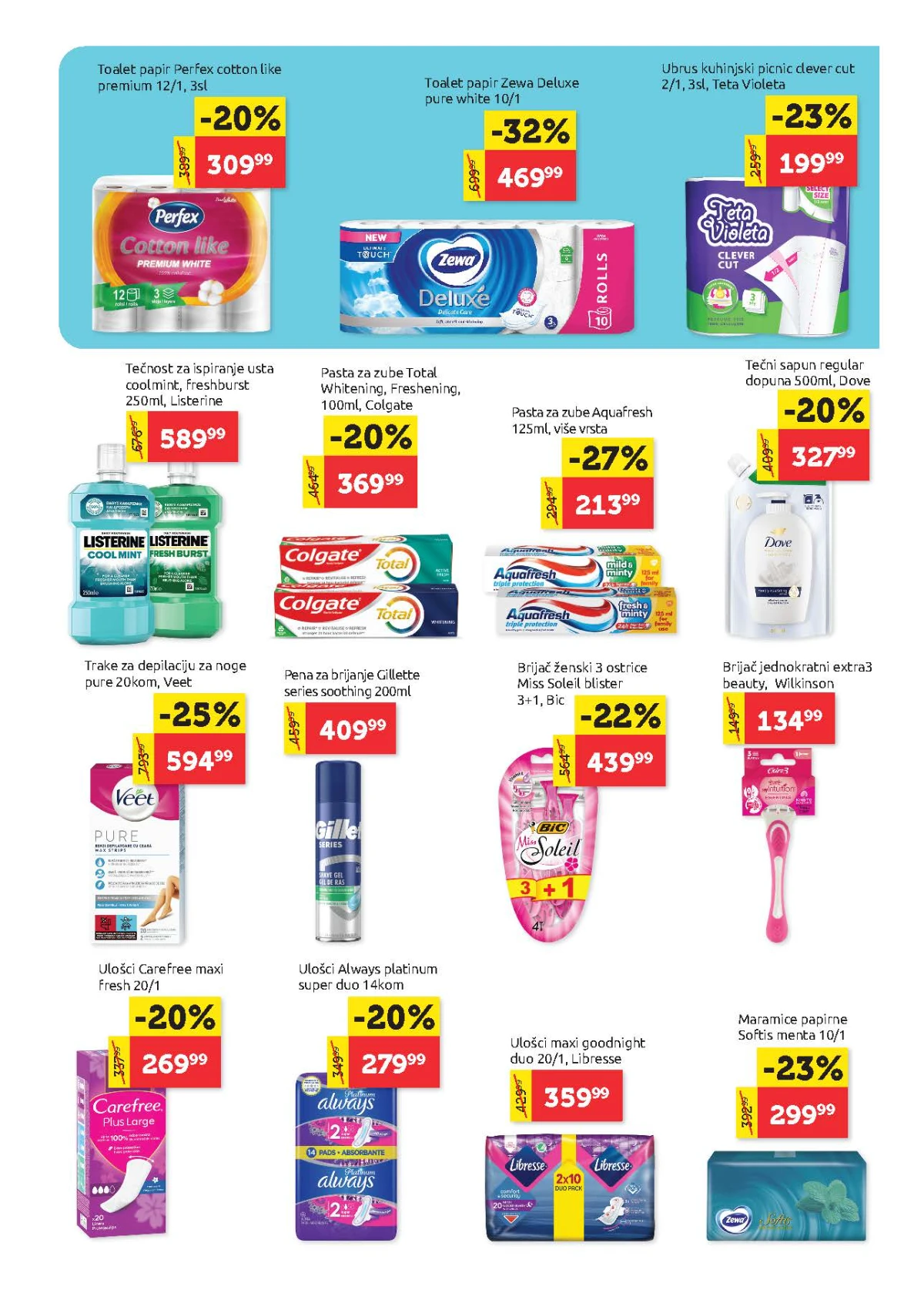 Super Vero katalog – toalet papir, ubrusi, paste za zube, brijači i higijenski proizvodi