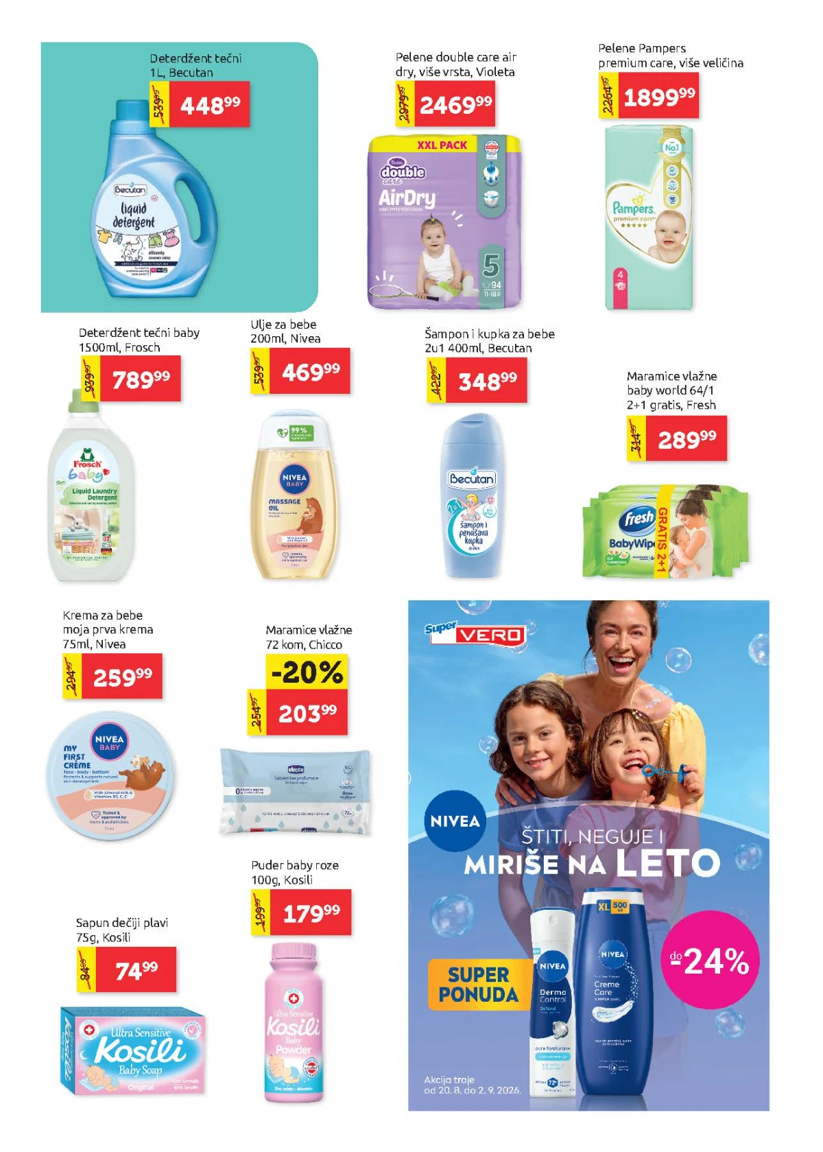 Super Vero katalog – pelene, vlažne maramice, kozmetika i proizvodi za bebe