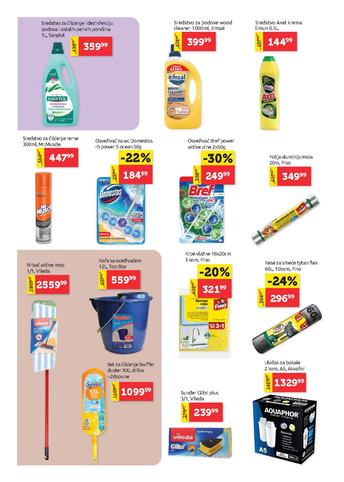 Super Vero katalog – sredstva za čišćenje, Vileda pribor, kese za smeće i filteri