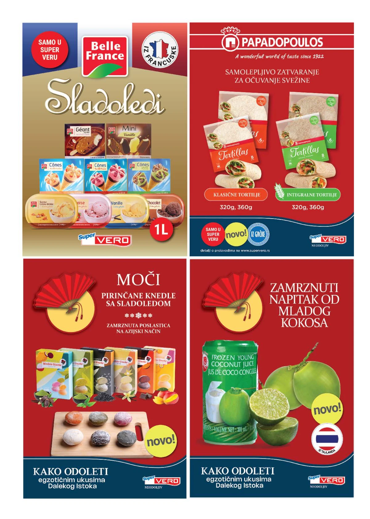 Super Vero katalog – Belle France sladoledi, Papadopoulos tortilje i azijski deserti