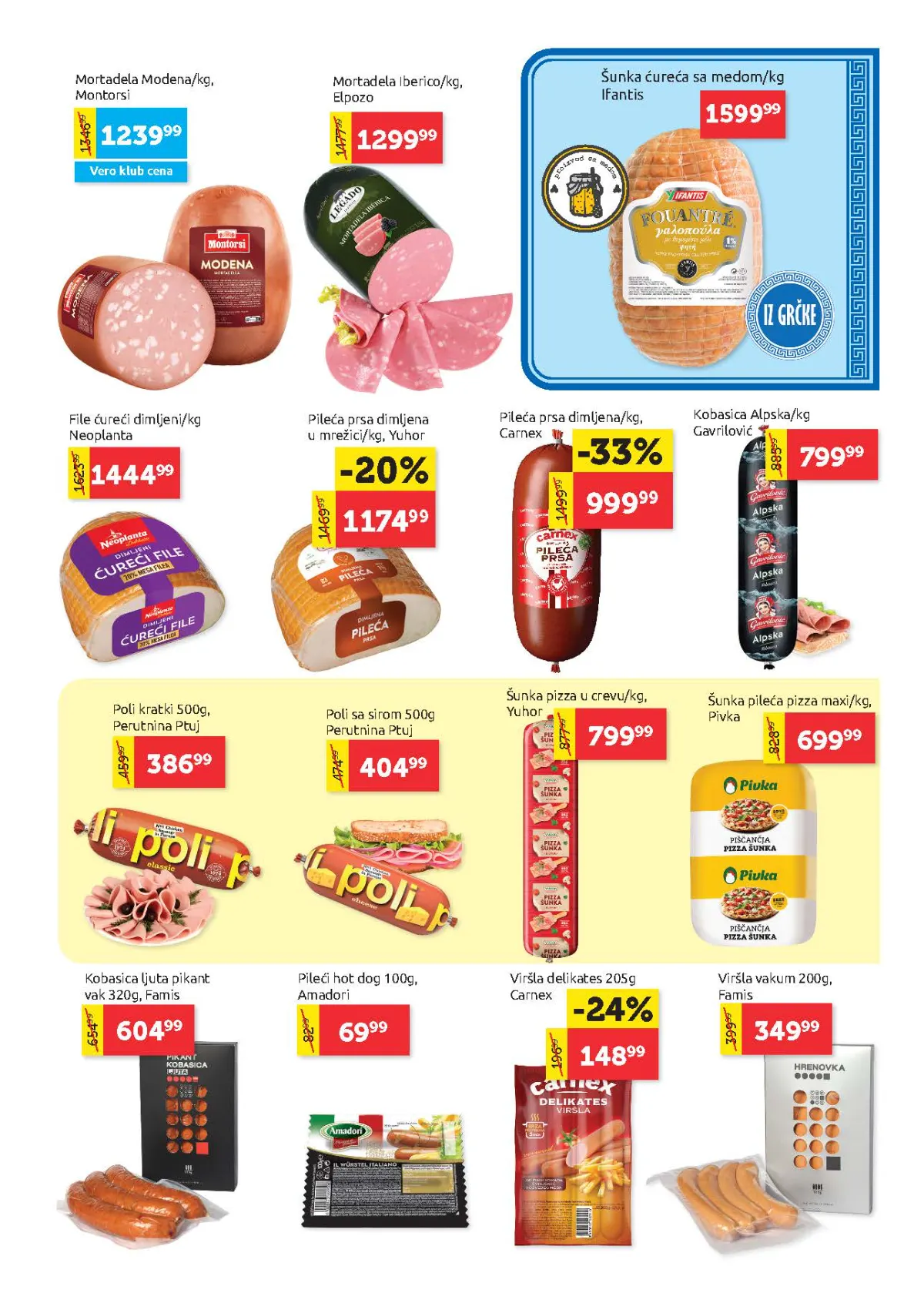 Super Vero katalog – strana 5, pileći i suhomesnati proizvodi Super Vero katalog strana 5 – pileća prsa, pileće salame, viršle, kobasice i suhomesnati proizvodi