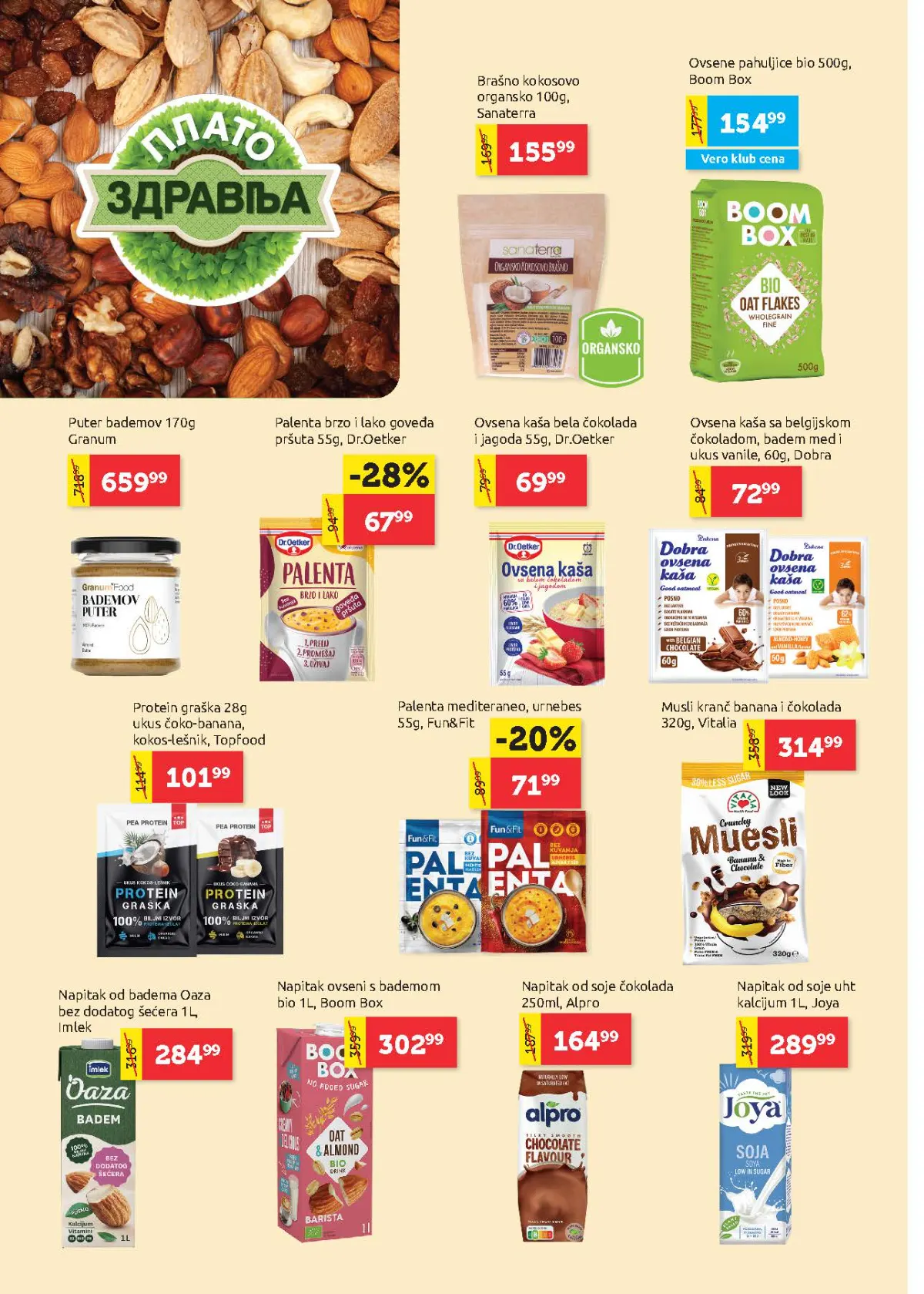 Super Vero katalog – strana 12, zdrava hrana Super Vero katalog strana 12 – ovsene pahuljice, musli, puter od kikirikija, biljni napici i zdrava hrana