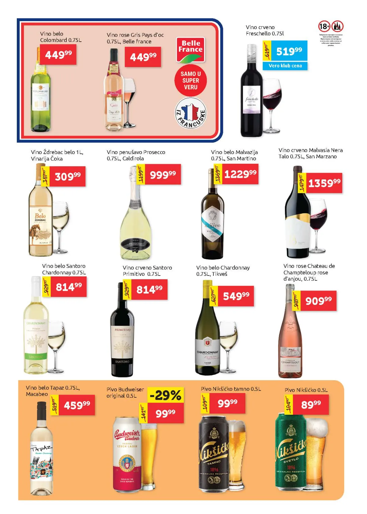 Super Vero katalog – strana 18, vina i pivo Super Vero katalog strana 18 – bela i crvena vina, pivo i alkoholna pića