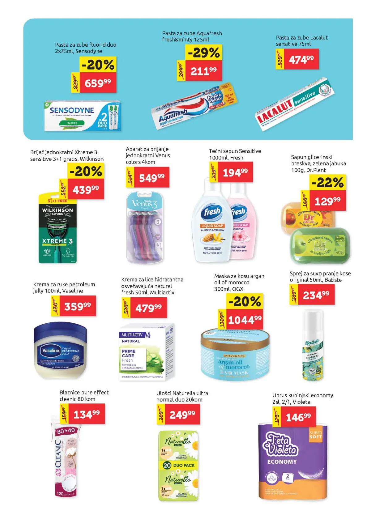 Super Vero katalog – strana 21, lična higijena Super Vero katalog strana 21 – Sensodyne, Aquafresh, Lacalut, četkice za zube i proizvodi za negu tela