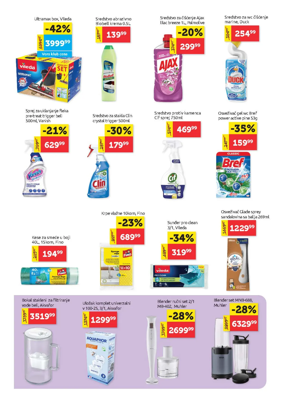 Super Vero katalog – strana 24, sredstva za čišćenje Super Vero katalog strana 24 – Vileda Ultramax popust 42%, Bref, Clin, Ajax i sredstva za čišćenje
