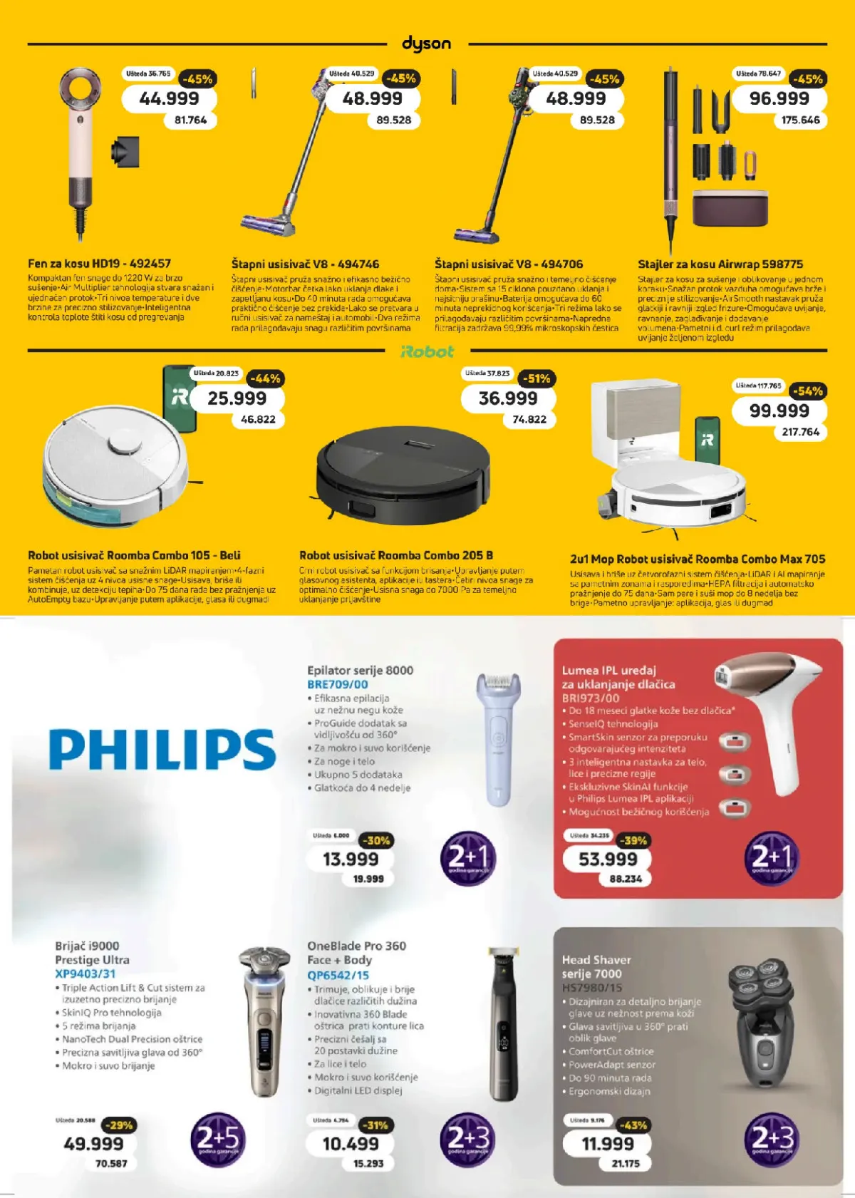 Dyson usisivači i aparati za kosu, robotski usisivači i Philips aparati za ličnu negu – Tehnomanija oktobarski katalog