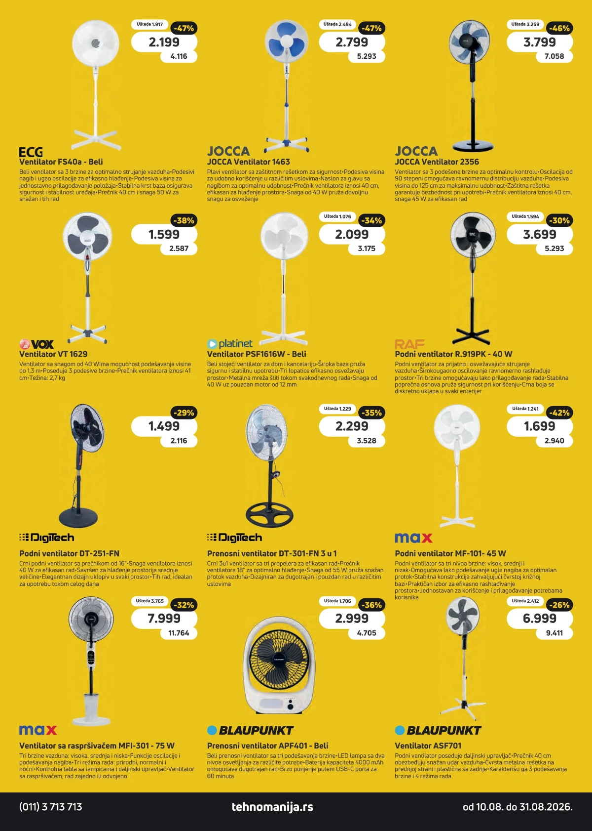 Tehnomanija katalog strana 5 – ECG, Jocca, VOX, Platinet, RAF, DigiTech, Max i Blaupunkt ventilatori