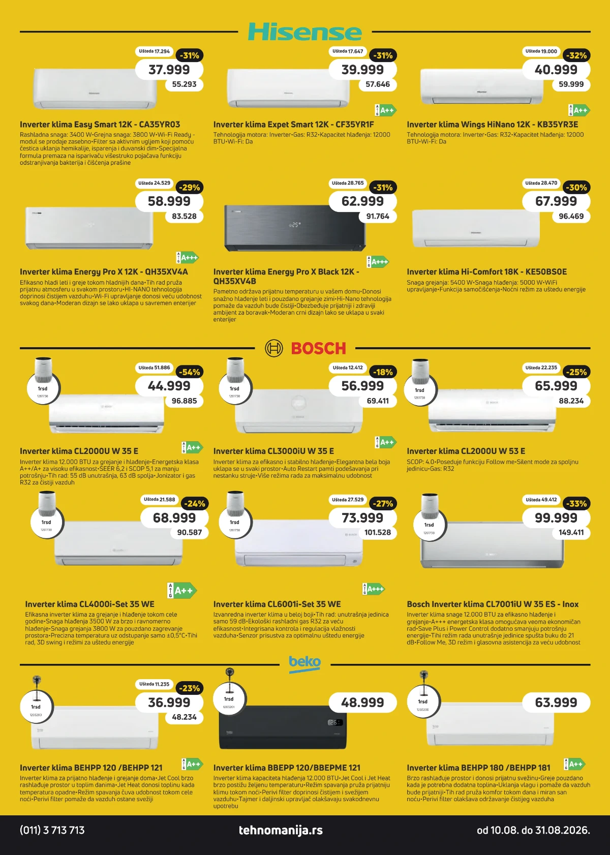 Tehnomanija katalog strana 6 – Hisense, Bosch i Beko inverter klima uređaji uz velika sniženja