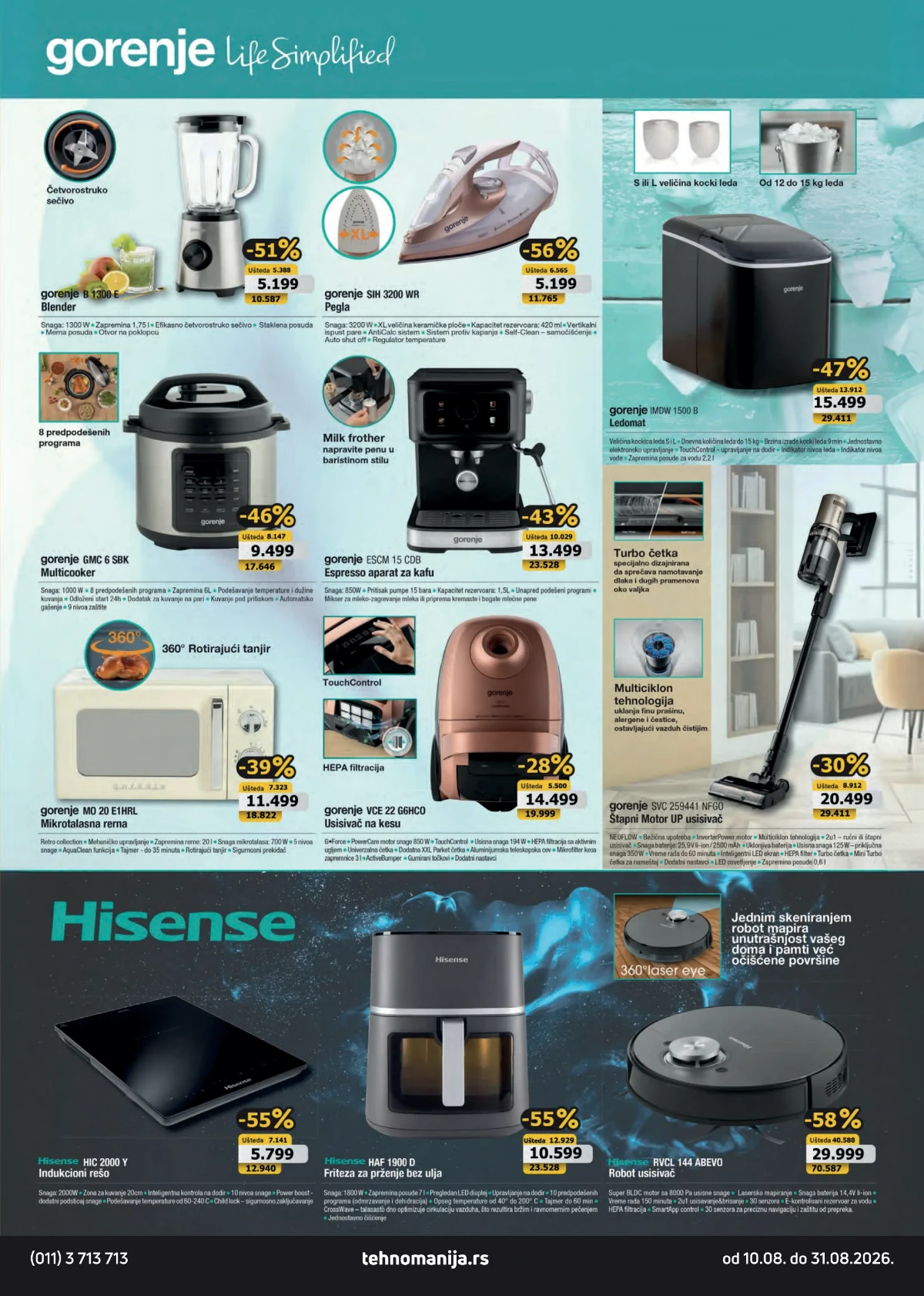 Tehnomanija katalog strana 9 – Gorenje mali kućni aparati i Hisense friteza, indukciona ploča i robot usisivač