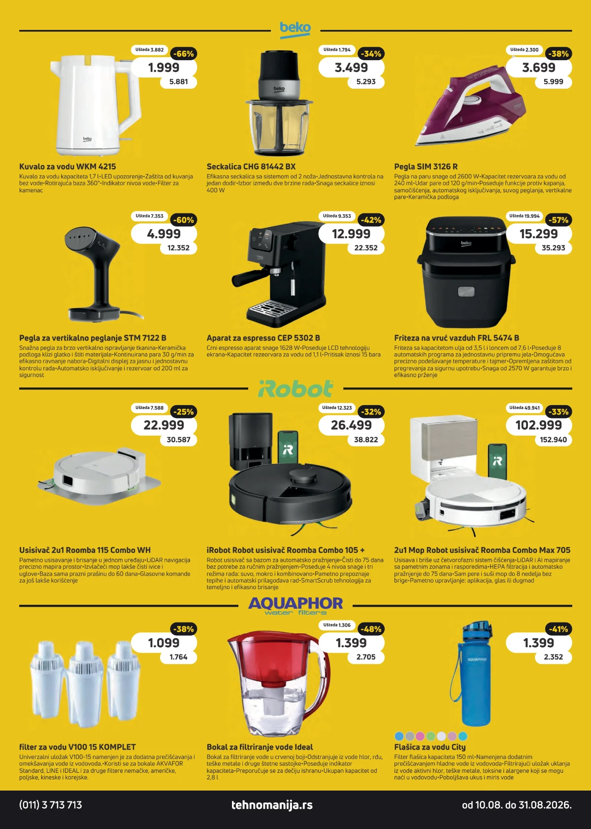 Tehnomanija katalog strana 10 – Beko mali kućni aparati, iRobot robot usisivači i Aquaphor filteri za vodu