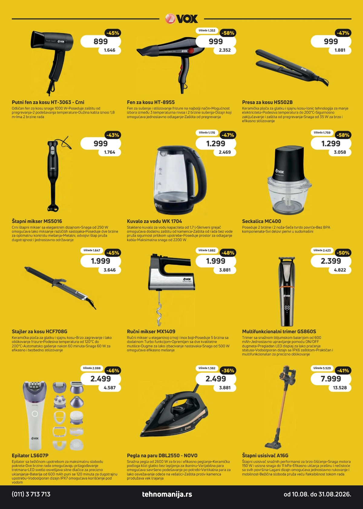 Tehnomanija katalog od 10.08. do 31.08.2026. – akcijska ponuda tehnike, kućnih aparata i elektronike, strana 13