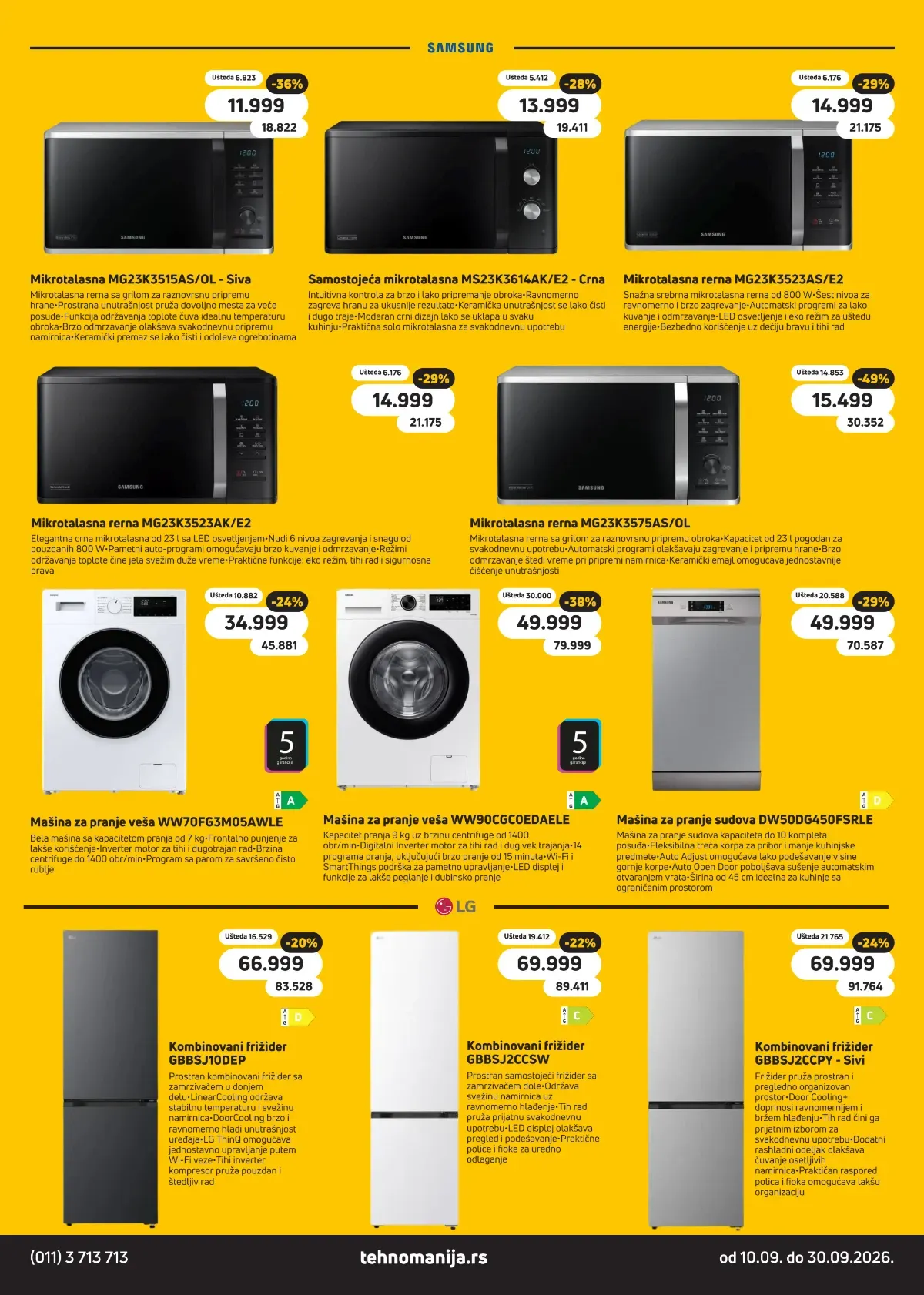 Tehnomanija katalog strana 2 – Samsung mikrotalasne, mašine za pranje veša, sudomašine i LG frižideri