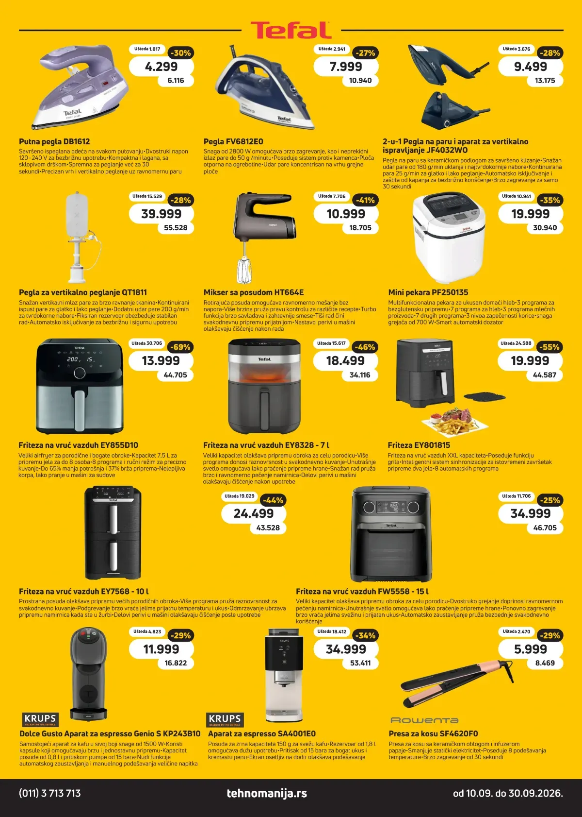 Tehnomanija katalog strana 6 – Tefal friteze, pegle, mikseri, mini-pekare i Krups aparati za kafu