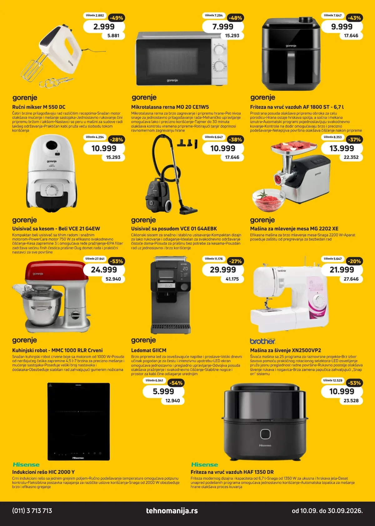 Tehnomanija katalog strana 8 – Gorenje kuhinjski aparati, Hisense friteze i Brother mašina za šivenje