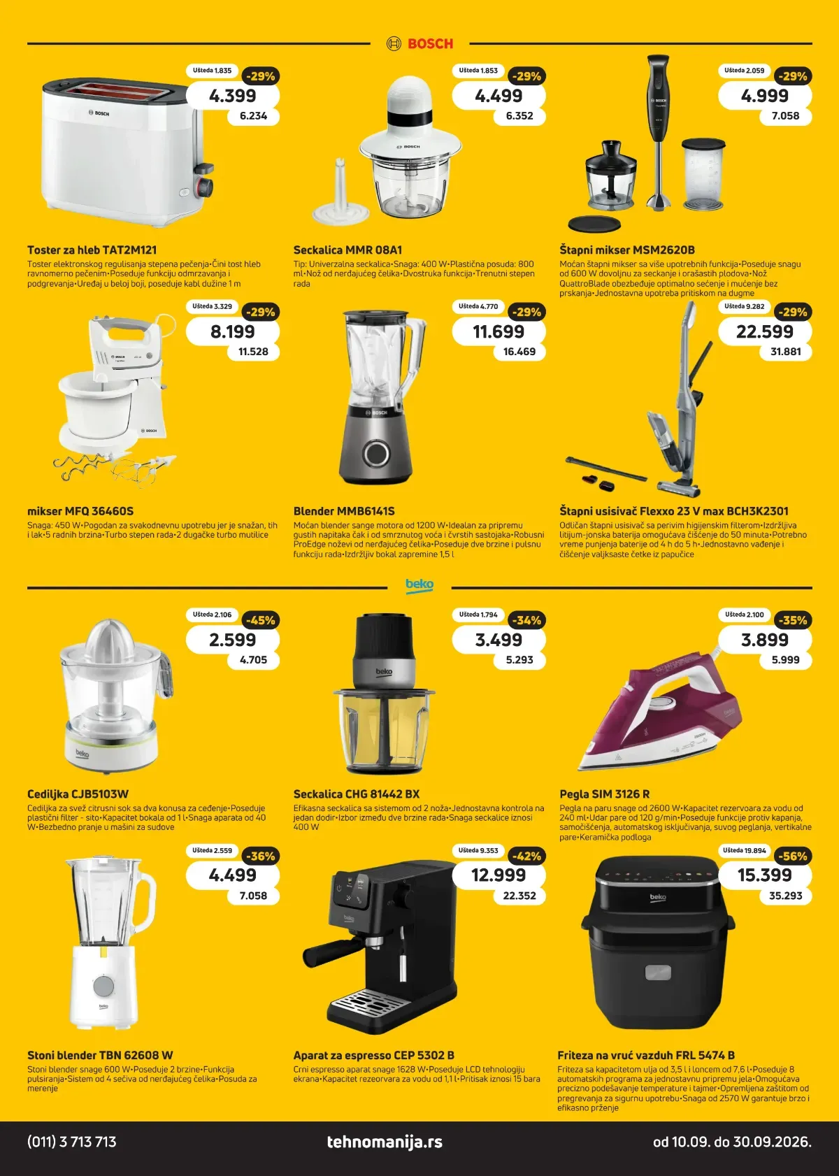 Tehnomanija katalog strana 9 – Bosch i Beko blenderi, mikseri, friteze, aparati za kafu i usisivači