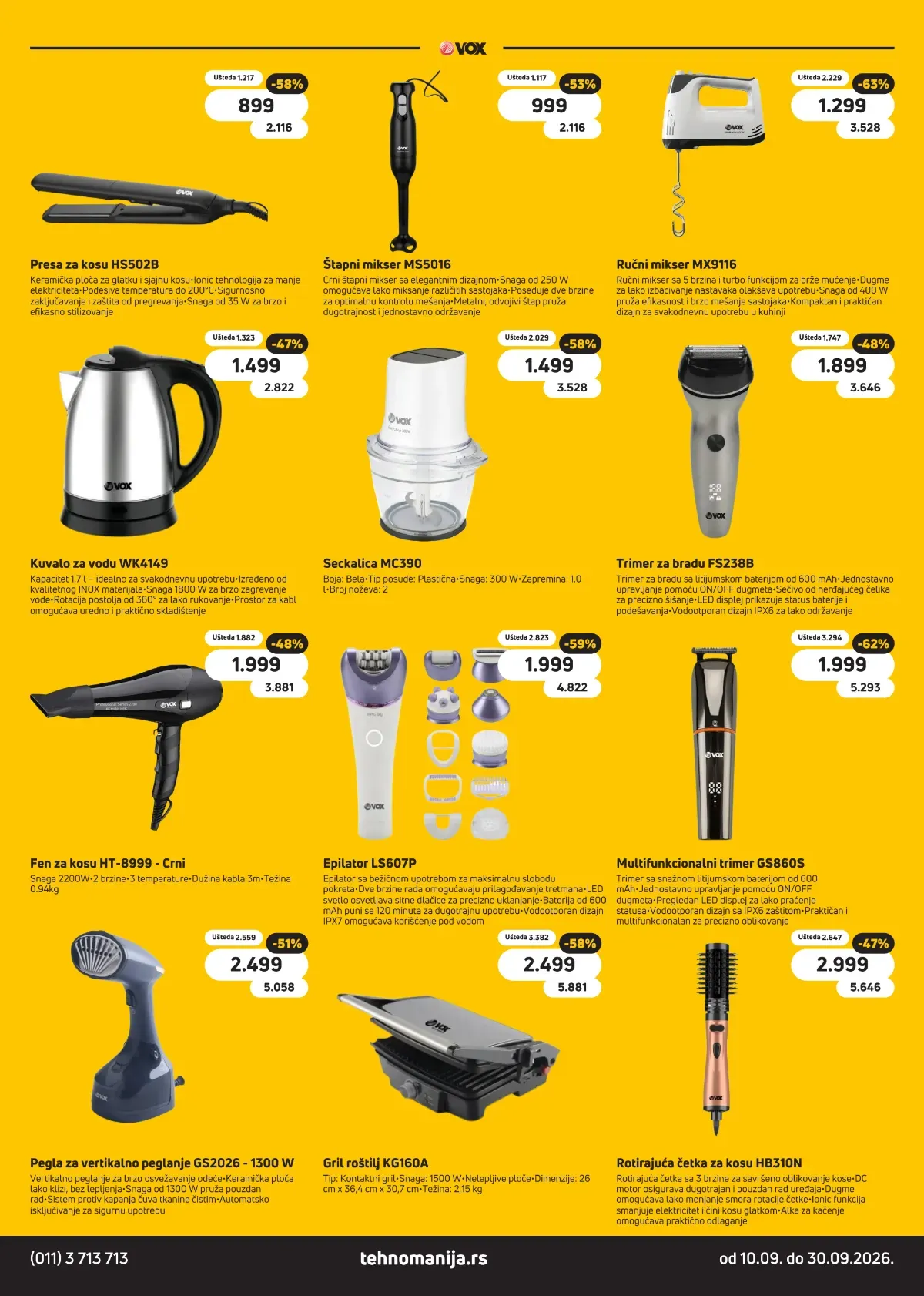 Tehnomanija katalog strana 11 – VOX aparati za ličnu negu, kuvala, mikseri i kontaktni gril