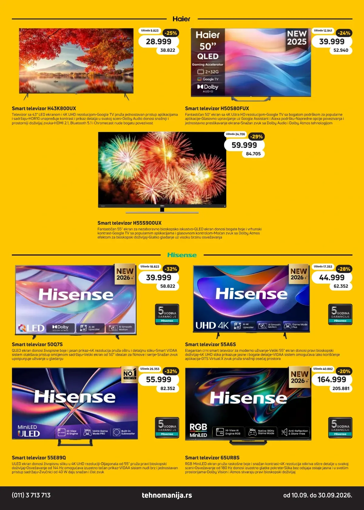 Tehnomanija katalog strana 15 – Haier i Hisense QLED, Mini LED i UHD 4K televizori