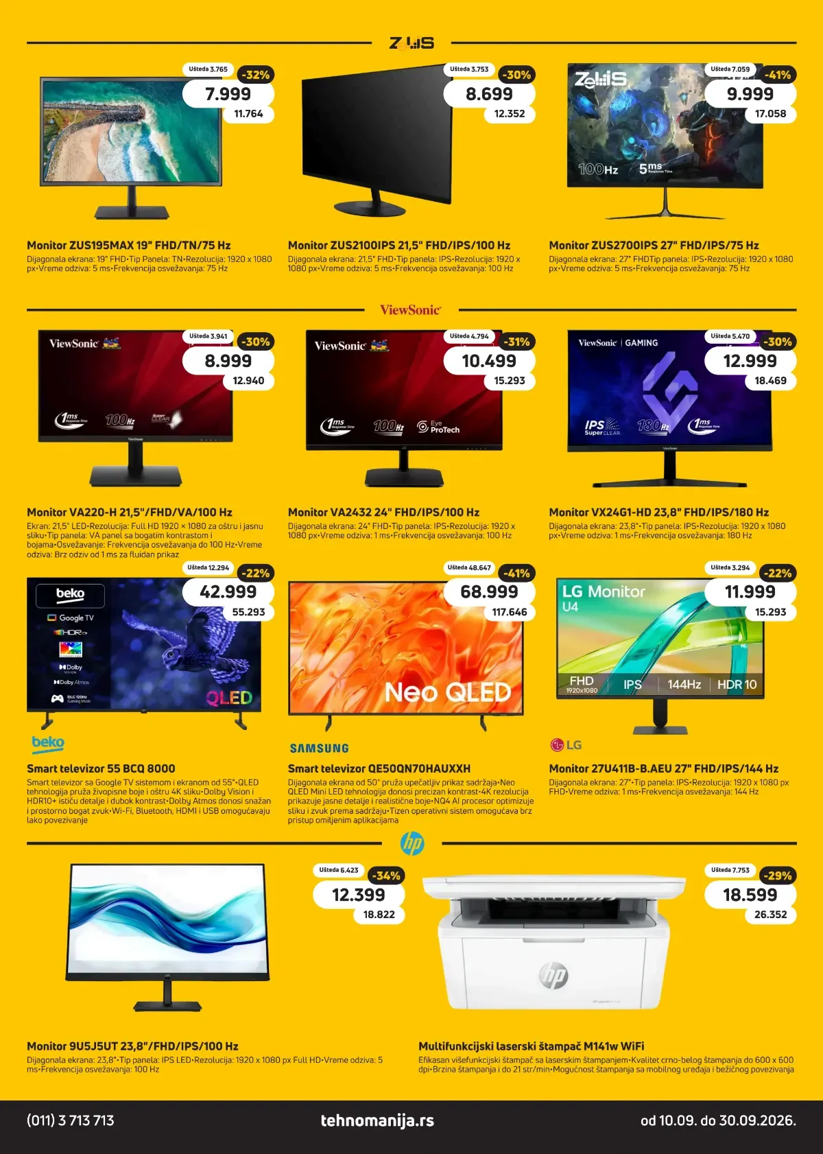 Tehnomanija katalog strana 18 – ZUS, ViewSonic, LG i HP monitori, Samsung televizor i HP štampač