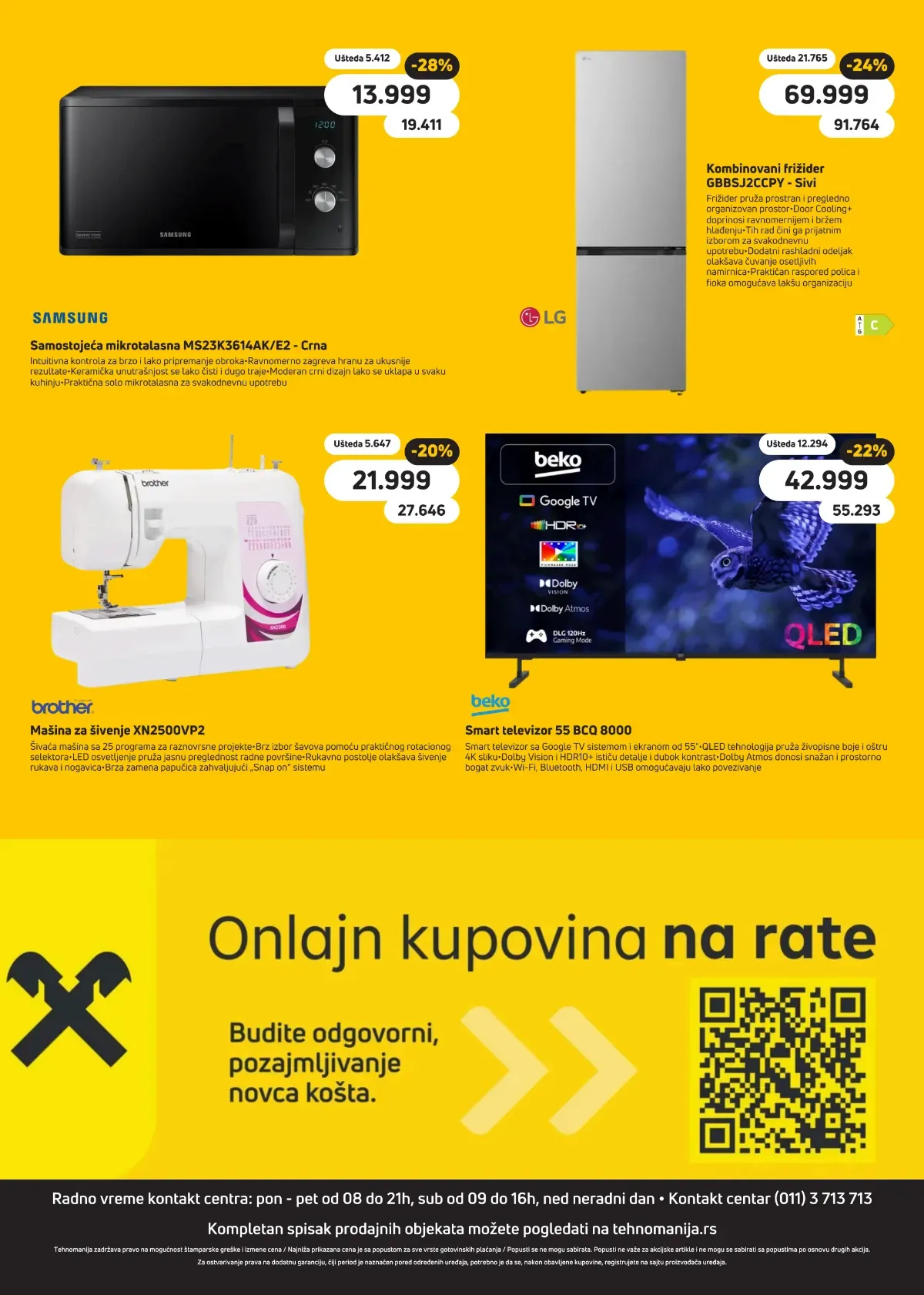 Tehnomanija katalog strana 20 – Samsung mikrotalasna, LG frižider, Brother mašina za šivenje i Beko televizor