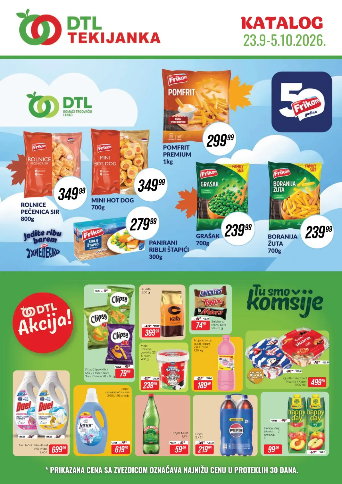 DTL Tekijanka katalog od 23.09. do 05.10.2026. – Frikom proizvodi, hrana, piće i kućna hemija na akciji