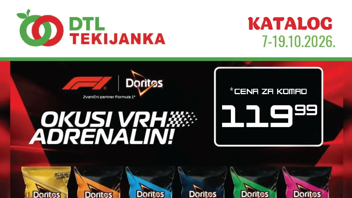 DTL Tekijanka katalog 07–19.10.2026. – Doritos, brašno, grickalice i kućna hemija na akciji