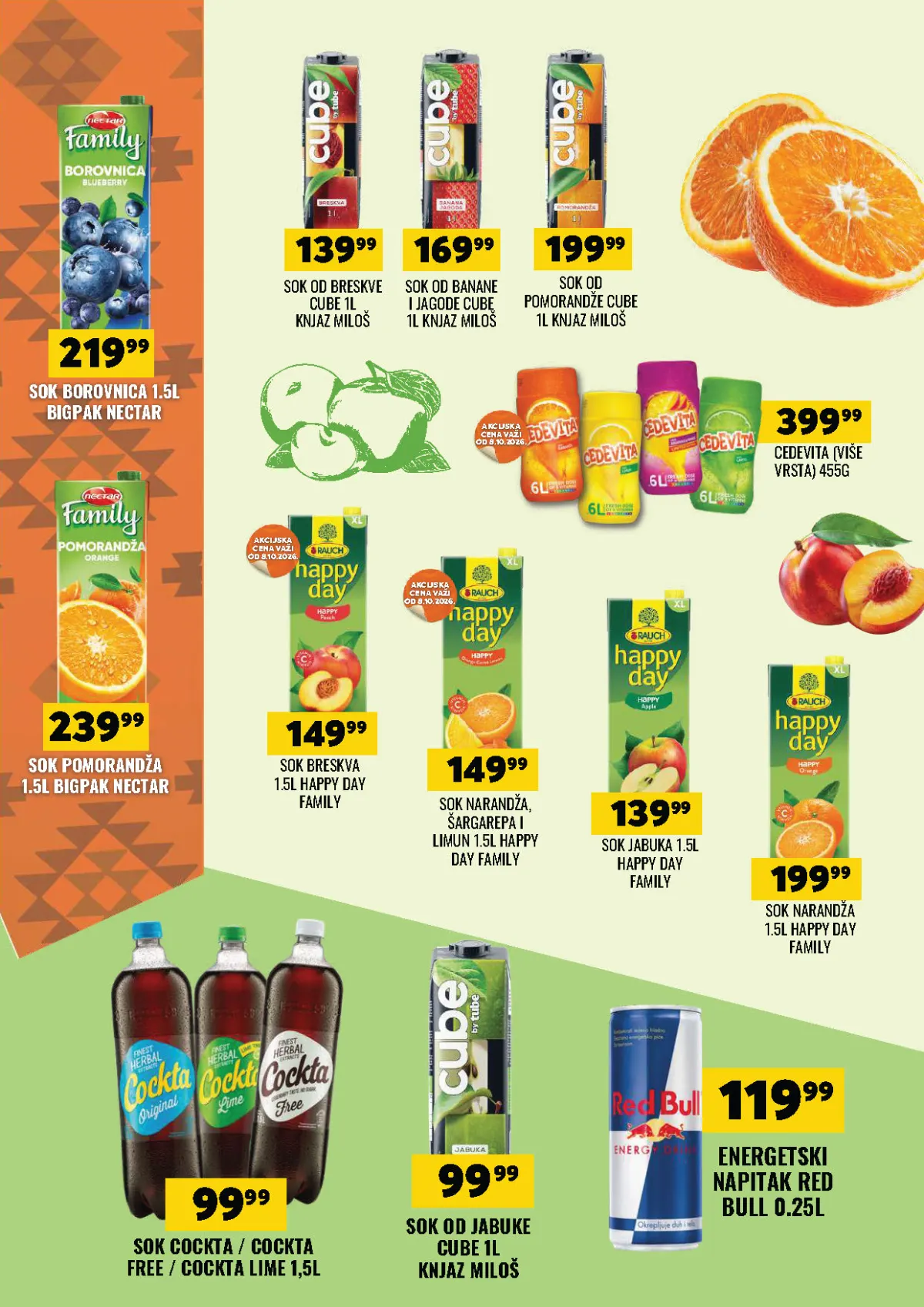 DTL Tekijanka katalog 07–19.10.2026., strana 10 – sokovi, Cedevita, Cockta i energetski napici