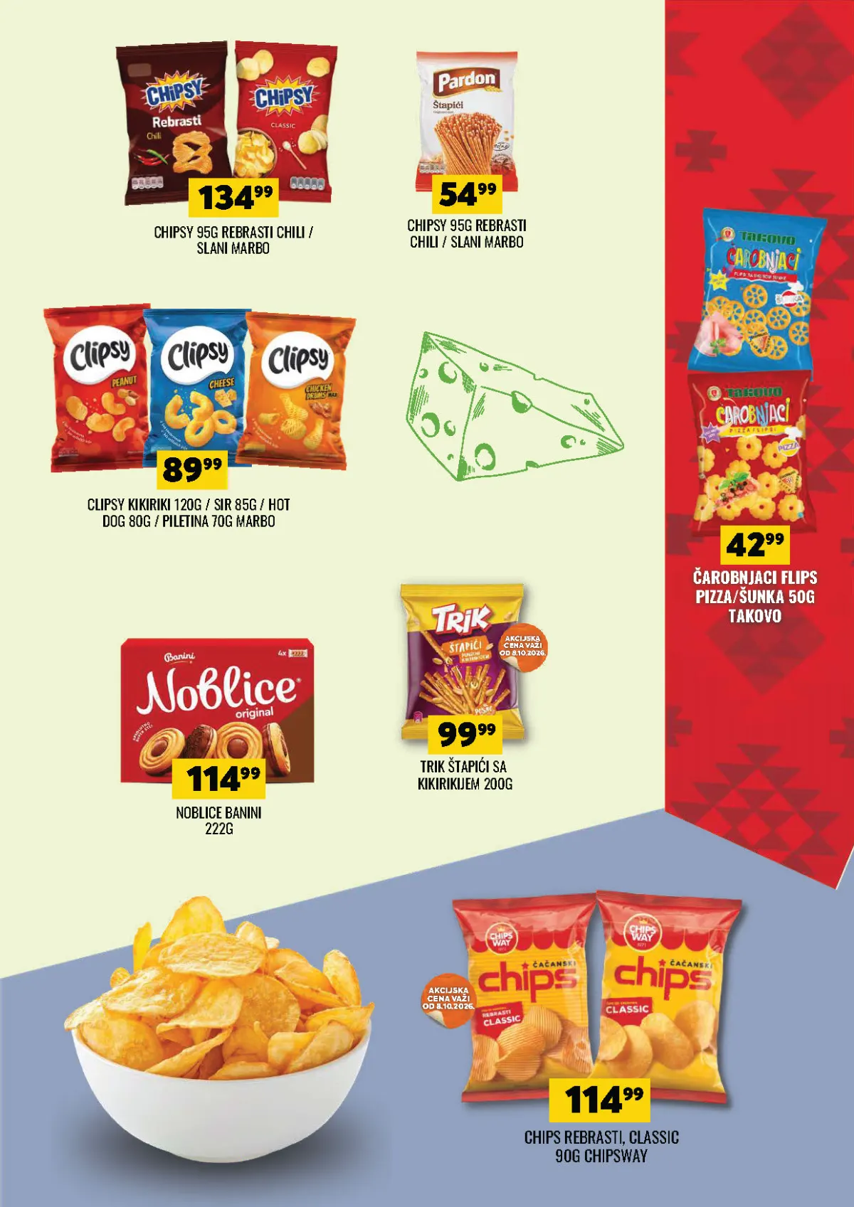 DTL Tekijanka katalog 07–19.10.2026., strana 13 – grickalice Chipsy, Clipsy, Noblice, Trik i Chipsway
