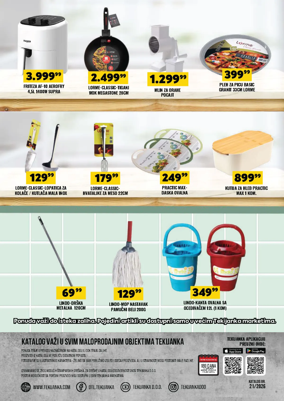 DTL Tekijanka katalog 07–19.10.2026., strana 16 – friteza, posuđe, kuhinjski pribor i oprema za čišćenje