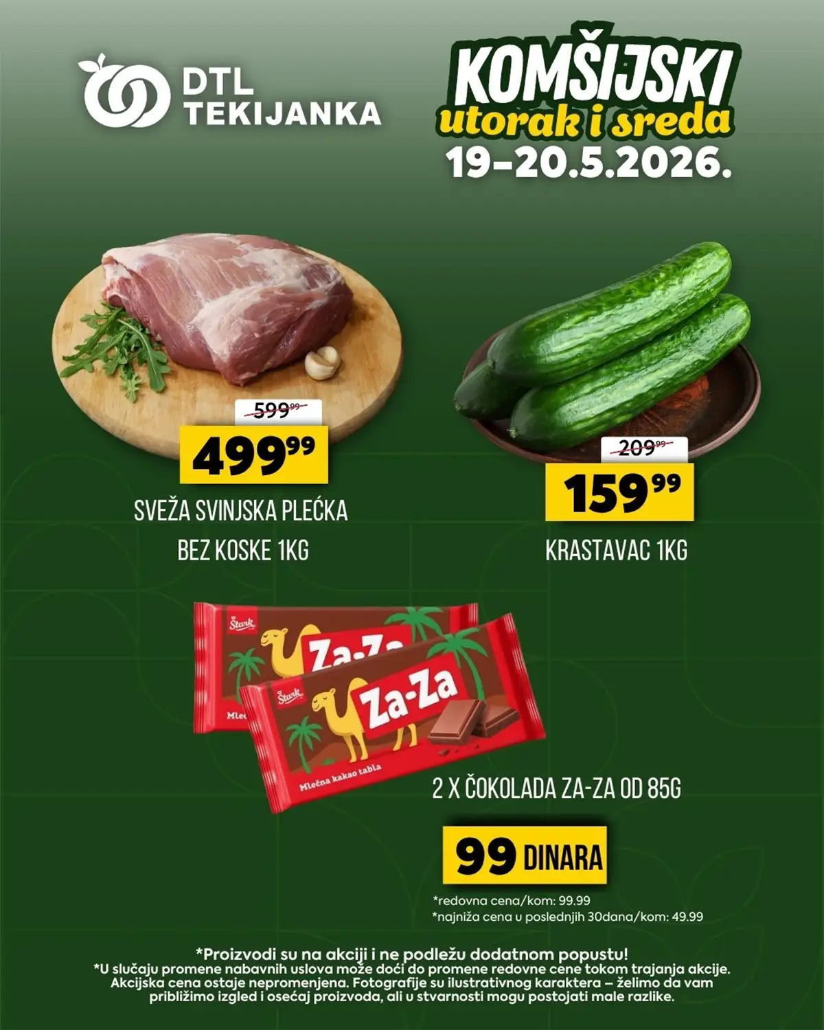 DTL Tekijanka akcija 19–20.05.2026 sniženja do 24 posto na meso povrće i slatkiše