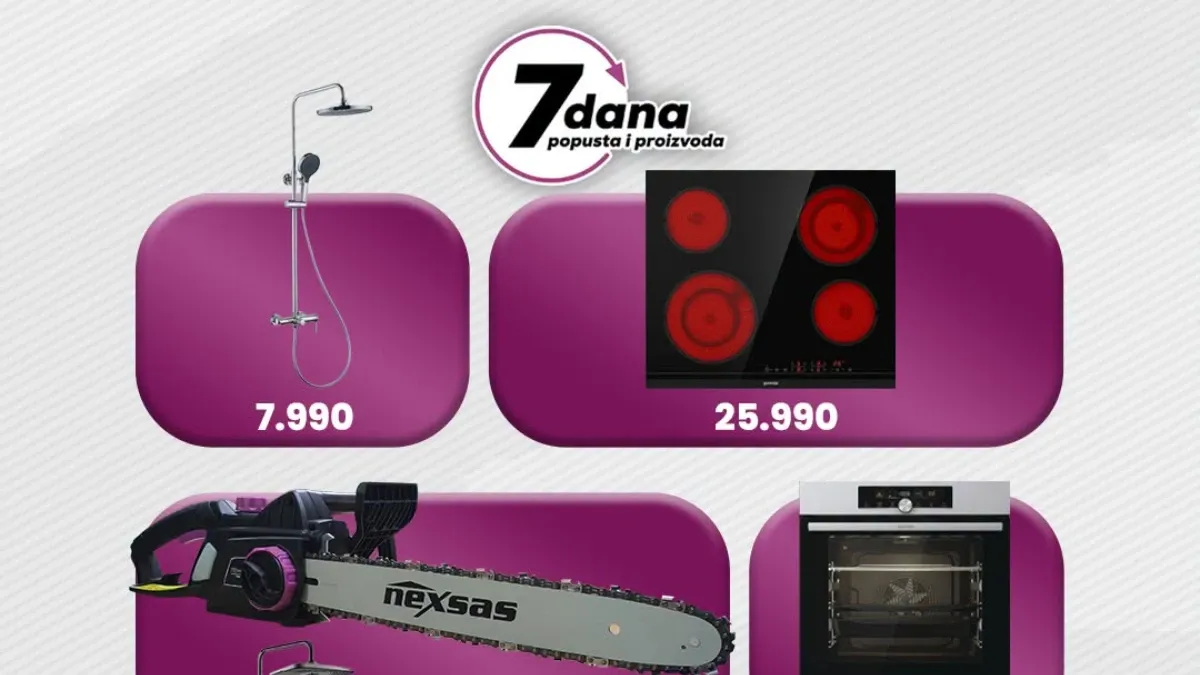 TRI O nedelja popusta do 27.08.2026. – Gorenje rerna i ploča, Nexsas testera, tuševi i mali kućni aparati na akciji