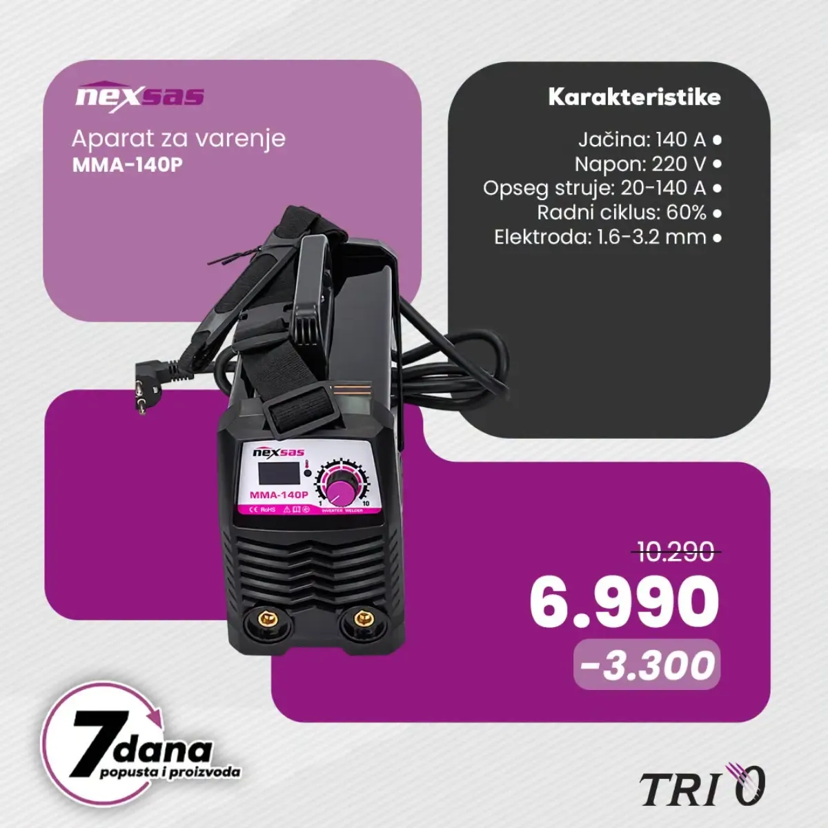 Nexsas aparat za varenje MMA-140P u TRI O akciji za 6.990 RSD